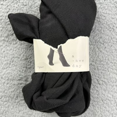 a New Day Women's Flat Knit Fleece Lined Tights - Black L/XL